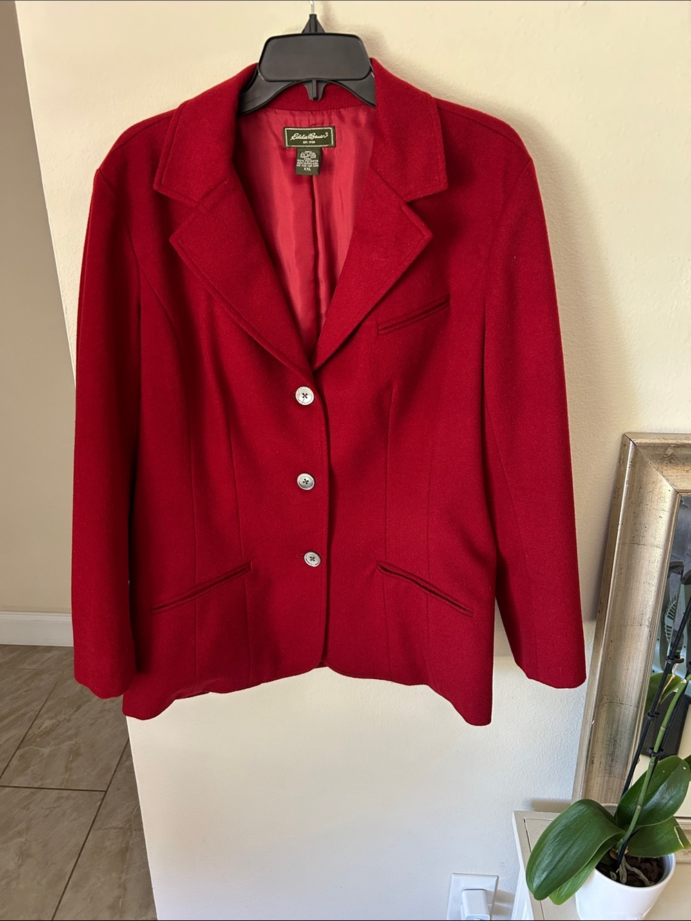 Eddie Bauer Vtg 80’s Burgundy wool angora 3 button coat blazer XXL women